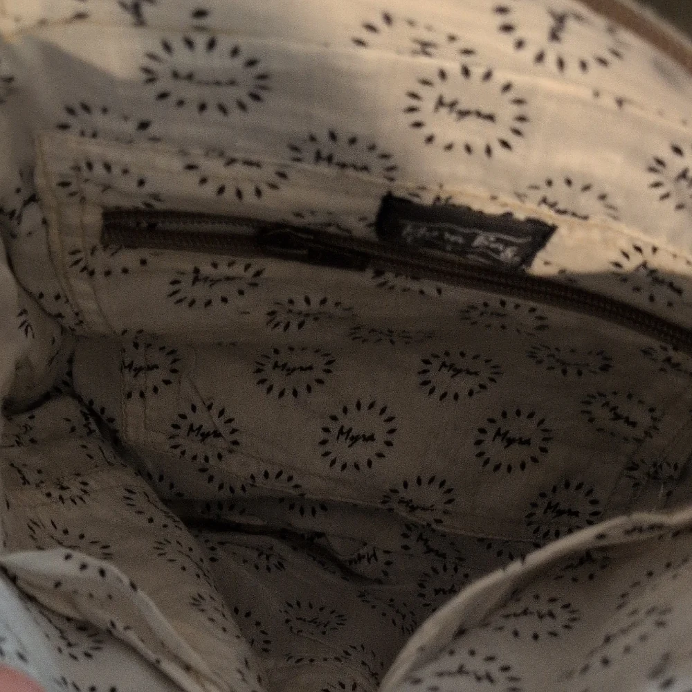 Myra Bag Cream and Gray Messenger Bag